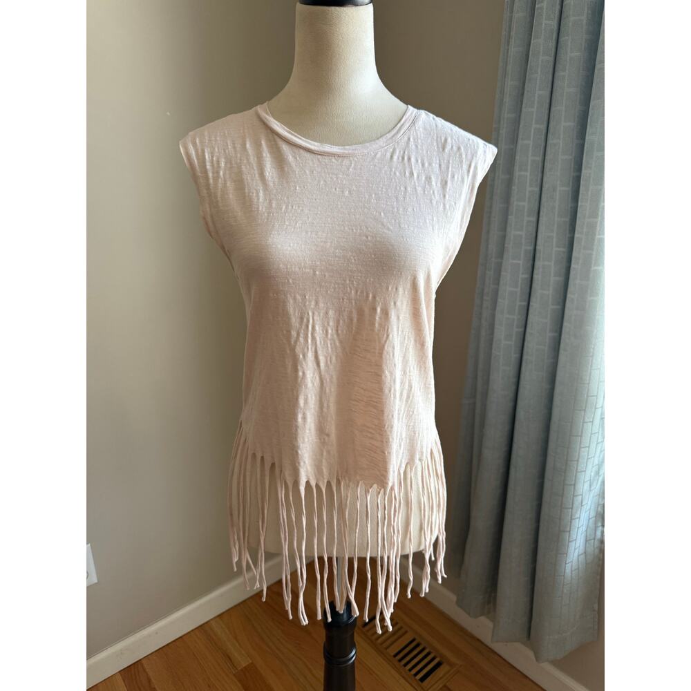 Pepin‎ Blush Pink Cotton Top Fringe Small Anthropologie Balletcore Boho Western